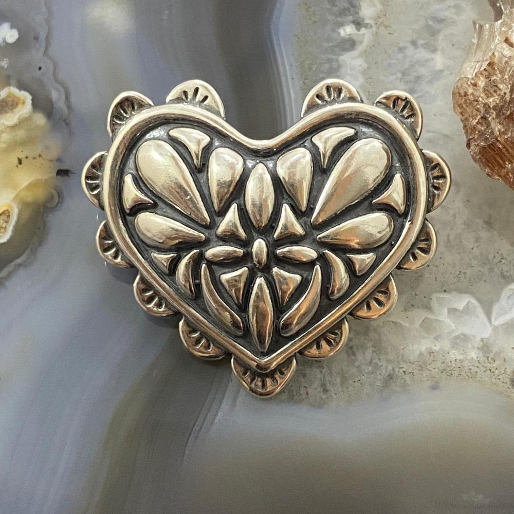 Carolyn Pollack Southwestern Style Sterling Silver Decorated Heart Brooch